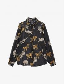 Tiger-print semi-sheer chiffon shirt at Selfridges