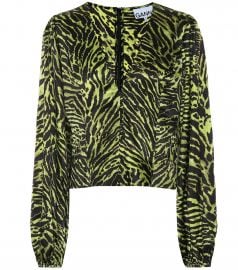 Tiger-print stretch-silk blouse at Mytheresa