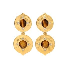 Tigers Eye Coin Earrings House Of Harlow at House of Harlow