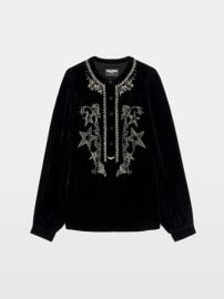 Tigy Oversized Velvet Blouse in Black ZadigampVoltaire at Zadig & Voltaire