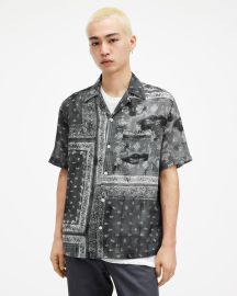 Tijuana Bandana Print Shirt Jet Black ALLSAINTS US at All Saints