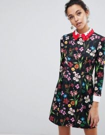 Tillena Skater Dress with Embellished Collar at Asos