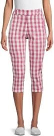 Time and Tru Women's Size 14 Mauve Pink Checked Capri Pant at Amazon