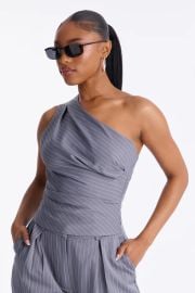 Timeless One Shoulder Pinstripe Top - Greycombo Fashion Nova at Fashion Nova
