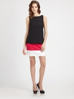 Tina's pink and black colorblock dress at Saks Fifth Avenue