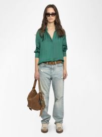Tink Emerald Green Satin Blouse ZadigampVoltaire at Zadig & Voltaire