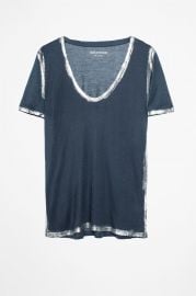 Tino Gold Foil-Trimmed Tee by Zadig  Voltaire at Zadig and Voltaire