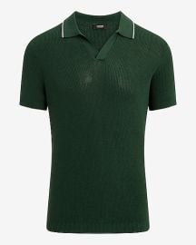 Tipped Johnny Collar Perfect Pima Cotton Sweater Polo at Express