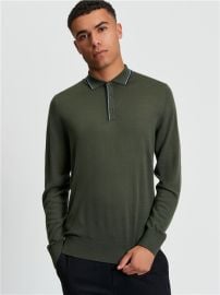 Tipped Merino Polo in Khaki - Ben Sherman US at Ben Sherman