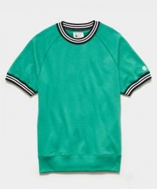 Tipped Short Sleeve Sweatshirt in Greenhouse - at Todd Snyder