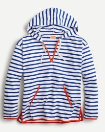 Tipped V-neck Hoodie In Striped Mariner Cloth For Women JCrew at J. Crew