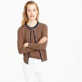 Tipped lightweight wool Jackie cardigan sweater at J. Crew