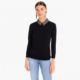 Tippi sweater with leopard collar by J. Crew at J. Crew