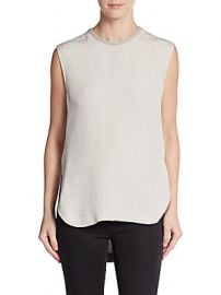 Tissue Silk Leather Trim Tunic Top by Helmut Lang  at Saks Off 5th