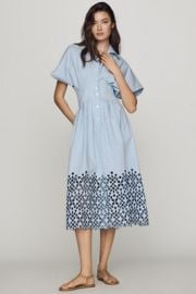 Tobie Eyelet Shirt Dress By Exquise at Anthropologie