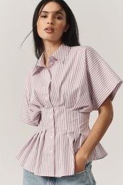 Tobie Short-Sleeve Pleated Blouse by Exquise at Anthropologie