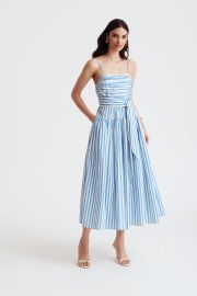 Toccin Cameron Striped Cotton Poplin Midi Dress at Toccin