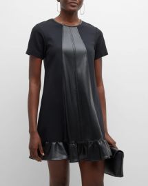 Toccin Mixed Media Flounce Mini Dress at Neiman Marcus