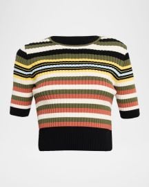 Toccin Nyla Striped Short-Sleeve Sweater at Neiman Marcus