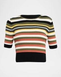 Toccin Nyla Striped Short Sleeve Sweater at Neiman Marcus