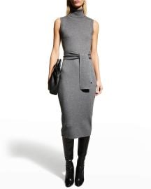 Toccin Sleeveless Tie-Front Knit Turtleneck Dress at Neiman Marcus