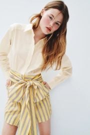 Toccin Solid and Striped Bow Shirt Dress at Rent the Runway