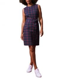 Toccin Windowpane Tie-Front Sheath Dress at Neiman Marcus