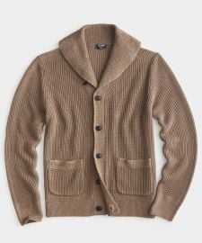 Todd Snyder Brown Cotton Linen Shawl Cardigan at Todd Snyder