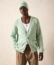 Todd Snyder Brushed Alpaca Cardigan in Dusty Mint at Todd Snyder