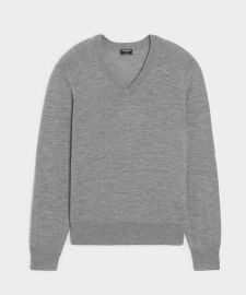 Todd Snyder Merino V Neck Sweater in Grey Heather at Todd Snyder
