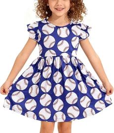 Toddler Girls Twirl Sping Summer Dress Flutter Sleeve Casual Pattern Dresses Summer Apparel at Amazon