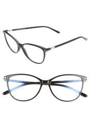 Tom Ford 54mm Blue Light Blocking Optical Glasses in Shiny Black  at Nordstrom