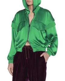 Tom Ford Inset Shoulder Satin Zip Up Hoodie at Neiman Marcus