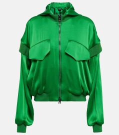 Tom Ford Inset Shoulder Satin Zip Up Hoodie at Mytheresa