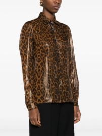 Tom Ford Laminated Leopard Metallic Silk Button Up Shirt at Farfetch