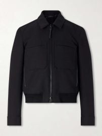 Tom Ford Leather Trimmed Wool and Silk Blend Jacket at Mr Porter