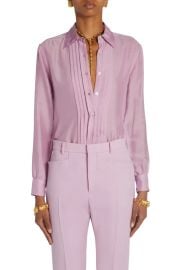 Tom Ford Pleated Silk Batiste Button Up Shirt at Nordstrom