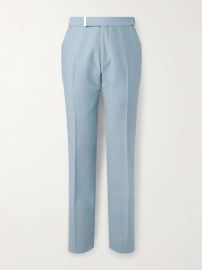 Tom Ford Slim Fit Tapered Belted Wool and Silk Blend Twill Trousers at Mr Porter