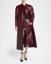 Tom Ford Snake Embossed Leather Long Coat at Neiman Marcus