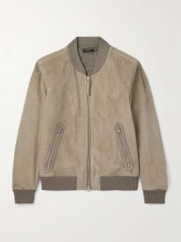 Tom Ford Suede Bomber Jacket in Pale Matcha at Mr Porter