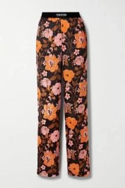 Tom Ford Velvet trimmed Foral print Pants at Net a Porter