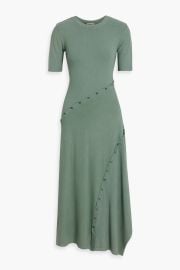 Toma Button Detailed Ribbed Jersey Midi Dress at The Outnet