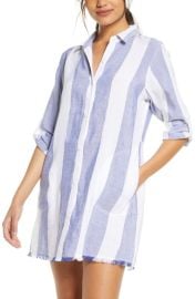 Tommy Bahama Rugby Beach Stripe Cover-Up Tunic Shirt at Nordstrom