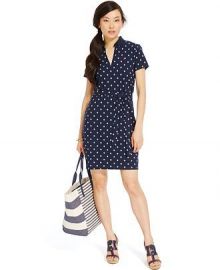 Tommy Hilfiger Belted Samantha Polo Dress in Navy at Macys