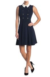 Tommy Hilfiger Contrast Collar Fit Flare Dress at Nordstrom Rack