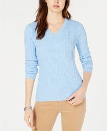 Tommy Hilfiger Cotton Cable-Knit Sweater at Macys