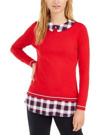 Tommy Hilfiger Cotton Layered-Look Sweater   Reviews - Sweaters - Women - Macy s at Macys