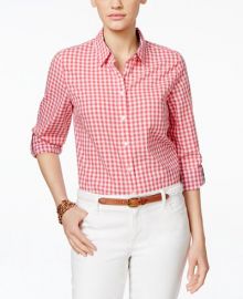 Tommy Hilfiger Gingham Shirt in Coral at Macys