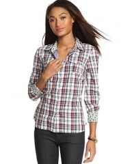 Tommy Hilfiger Long-Sleeve Plaid-Print Shirt - Tops - Women - Macys at Macys