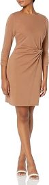 Tommy Hilfiger Long Sleeve Stretch Lightweight Dress Toasted Coconut 16 at Womens Clothing store at Amazon